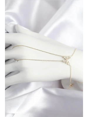 Pirinç Zirkon Taşlı Kelebek Model Gold Renk Şahmeran