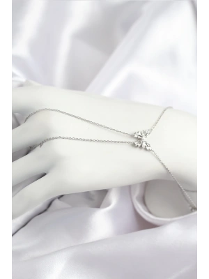 Pirinç Zirkon Taşlı Kelebek Model Gümüş Renk Şahmeran