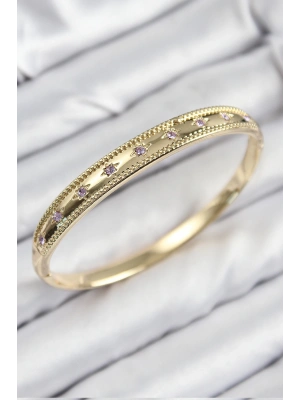 Pirinç Zirkon Taşlı Kutup Yıldızı Model Gold Renk Kadın Kelepçe