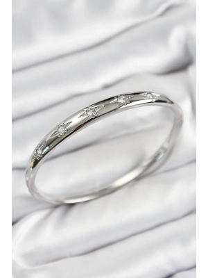 Pirinç Zirkon Taşlı Kutup Yıldızı Model Gümüş Renk Kadın Kelepçe