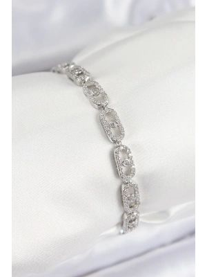 Pirinç Zirkon Taşlı Messika Model Gümüş Renk VIP Seri Kadın Bileklik