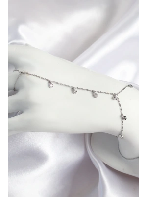 Pirinç Zirkon Taşlı Sallantılı Model Gümüş Renk Kadın Şahmeran