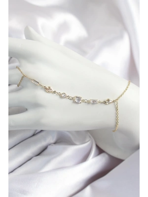 Pirinç Zirkon Taşlı Y Model Gold Renk Kadın Şahmeran