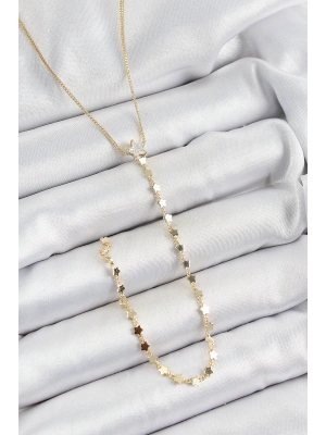 Pirinç Zirkon Taşlı Yıldız Figürlü Y Model Gold Renk Kadın Kolye