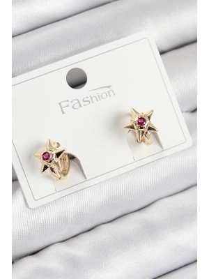 Pirinç Zirkon Taşlı Yıldız Model Gold Renk Çocuk Küpe