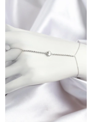 Pirinç Zirkon Taşlı Yonca Model Gümüş Renk Şahmeran