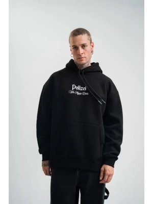 POLIZEI Premium Kalite Kapşonlu Dijital Patchli SweatShirt - Siyah