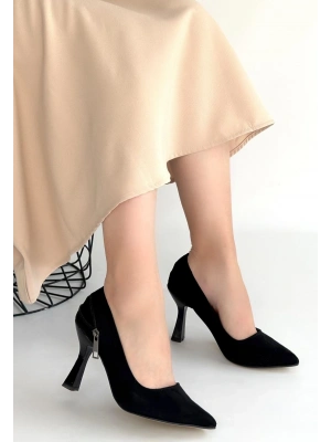 Retta Siyah Süet Topuklu Ayakkabı