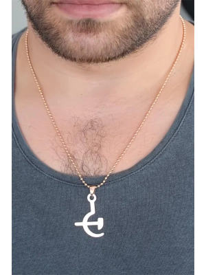 Rose Renk Metal Orak ve Balta Figürlü Erkek Kolye