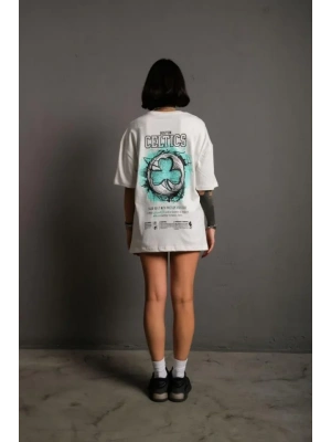 Sırt Baskılı T-shirt - Beyaz