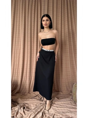 Siyah Beli Lastikli Etek