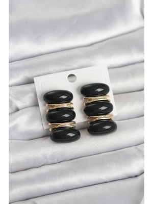 Siyah Vintage Model Gold Renk Kadın Küpe