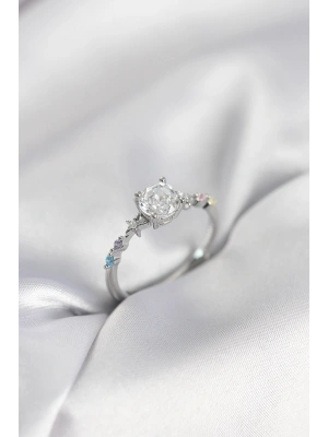 Tek Taş Model Zirkon Taşlı Gümüş Renk Kadın Yüzük