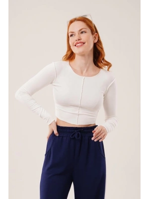 Ters Dikişli Basic Beyaz Body Bluz