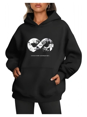 Üç İplik Kapşonlu 10 Kasıma Özel SweatShirt - Siyah