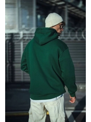 Üç İplik Penye Kapşonlu Basic SweatShirt - Haki