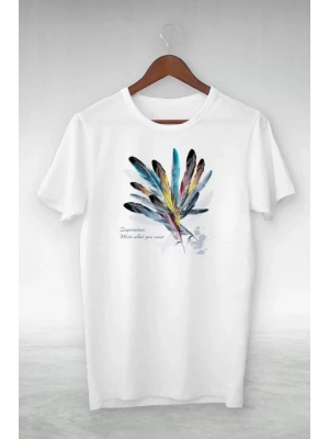 Unisex Baskılı Oversize T-Shirt - Beyaz