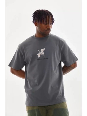 Unisex Baskılı Oversize T-Shirt - Füme