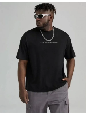 Unisex Baskılı Oversize T-Shirt - Siyah