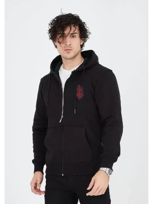 Unisex Baskılı Tam Fermuarlı Kapşonlu SweatShirt - Siyah