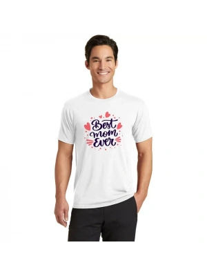 Unisex Bisiklet Yaka Baskılı Oversize T-Shirt - Beyaz