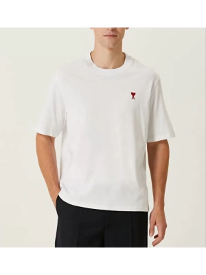 Unisex Bisiklet Yaka Baskılı Oversize T-Shirt - Beyaz