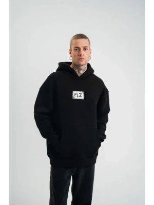 Unisex Kapşonlu Uzun Kol Patchli Nakışlı SweatShirt - Siyah