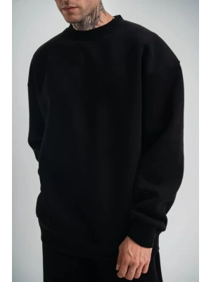 Uzun Kol Bisiklet Yaka Basic SweatShirt - Siyah