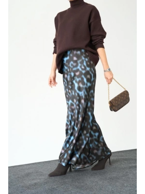 Uzun Saten ETEK - Siyah-Mavi