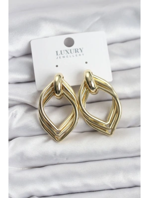 Vintage Gold Renk Pirinç Kadın Küpe