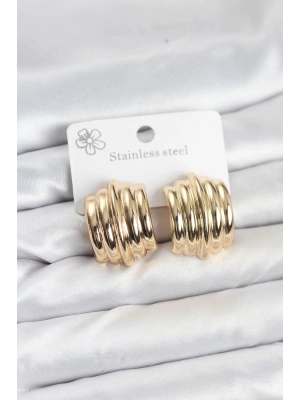 Vintage Model 316L Çelik Gold Renk Kadın Küpe