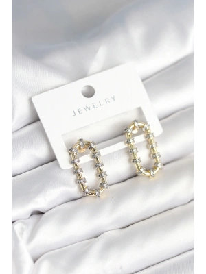 Vintage Model Halka Zirkon Taşlı Kadın Küpe