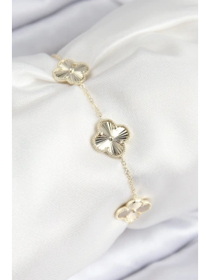 VIP Pirinç Yonca Model Gold Renk Kadın Bileklik