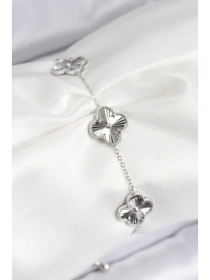 VIP Pirinç Yonca Model Gümüş Renk Kadın Bileklik