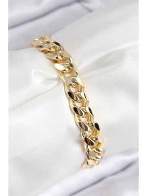 VIP Pirinç Zirkon Taşlı Klasik Zincir Model Gold Renk Kadın Bileklik