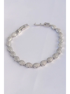 Vip Seri Pirinç Zirkon Taşlı Gümüş Renk Damla Model Bileklik