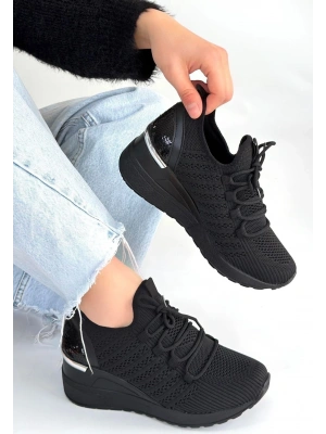 Weor Siyah Triko Bağcıklı Spor Ayakkabı