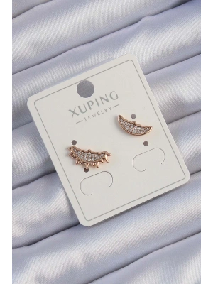 Xuping Rose Renk Zirkon Taşlı Ay ve Güneş Tasarımlı Küpe