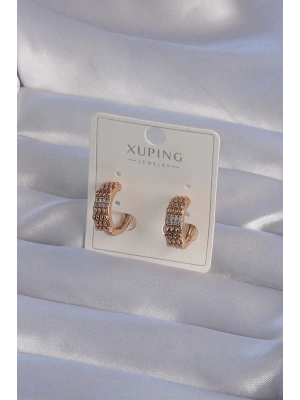 XUPİNG Rose Renk Zirkon Taşlı İşlemeli Halka Küpe