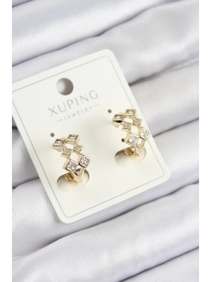 Xuping Zirkon Taşlı Baklava Model Gold Renk Kadın Küpe
