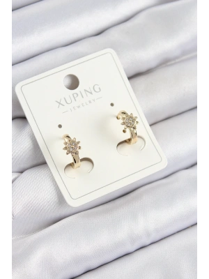 Xuping Zirkon Taşlı Çiçek Model Gold Renk Kadın Küpe