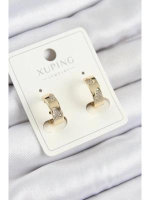 Xuping Zirkon Taşlı Desenli Halka Model Gold Renk Kadın Küpe