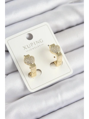 Xuping Zirkon Taşlı Kalp Model Gold Renk Kadın Küpe