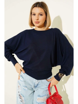 Yarasa Kol Salaş Bluz Lacivert T4273