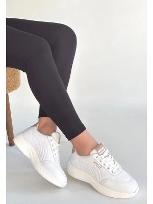 Yejja Beyaz Cilt Bağcıklı Spor Ayakkabı