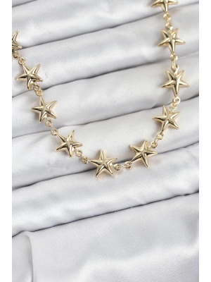 Yıldız Model Pirinç Gold Renk Kadın Kolye