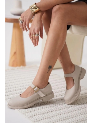 Yokox Bej Cilt Oxford Ayakkabı