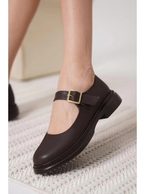 Yokox Kahverengi Cilt Oxford Ayakkabı