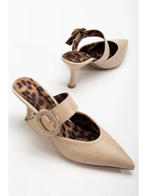 Yote Bej Cilt Topuklu Terlik