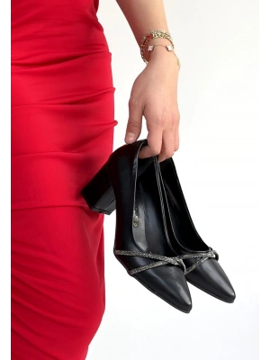 Zenta Siyah Cilt Topuklu Ayakkabı